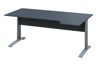 ERK 18 - 184 stůl kancelářský, rohový, pravý, kovová podnož stříbrná, deska 18 mm, široký 1800 mm, antracit